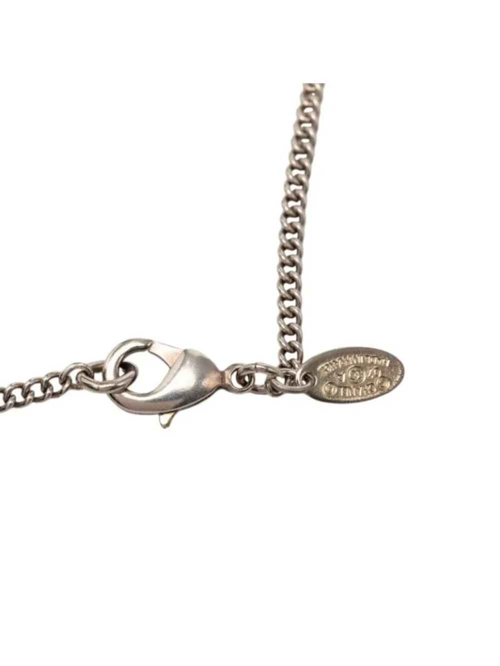 Chanel CC Logo Chain Pendant 07 Silver Metal Rhinestone